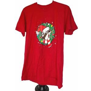 Buc-ee's Unisex Christmas T-Shirt Never Calm Always Bright Bucee's Red Size Med